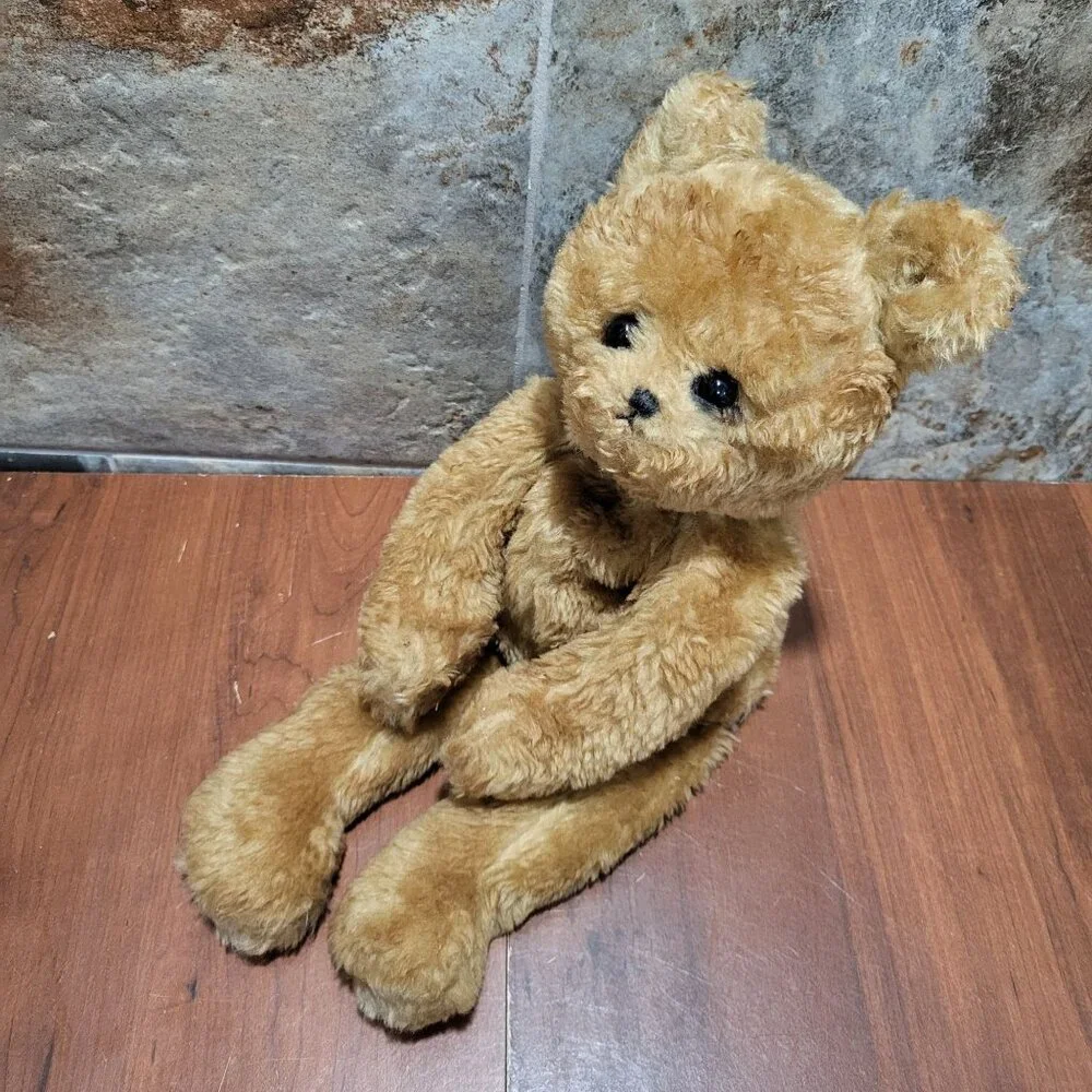 Vintage Brown Bear Shelf Sitter Plush Nursery Decor